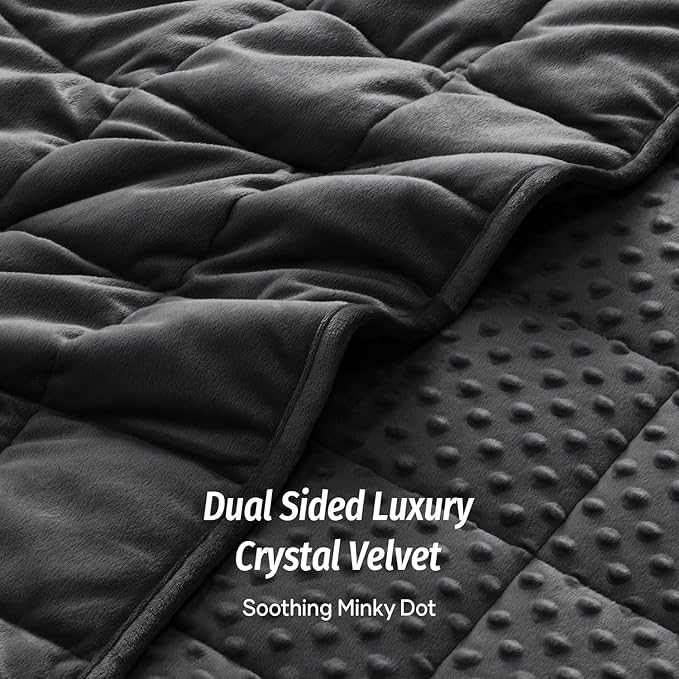 Wemore Minky Dot Weighted Blanket for Adults King Size 15 lbs, Soft Cozy Heavy Blanket for Bed and Couch, Breathable Blanket for All-Season with Glass Beads, Black 80 x 87 inches
