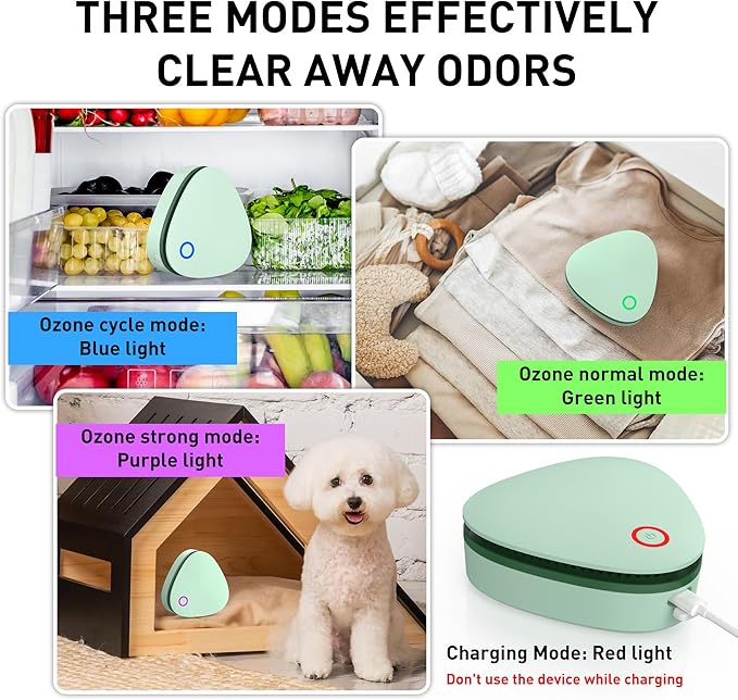Mini Battery Powered 20mg/h Ozone Machine for Hunting Home Shoes cabinet Fridge Cat litter(green)