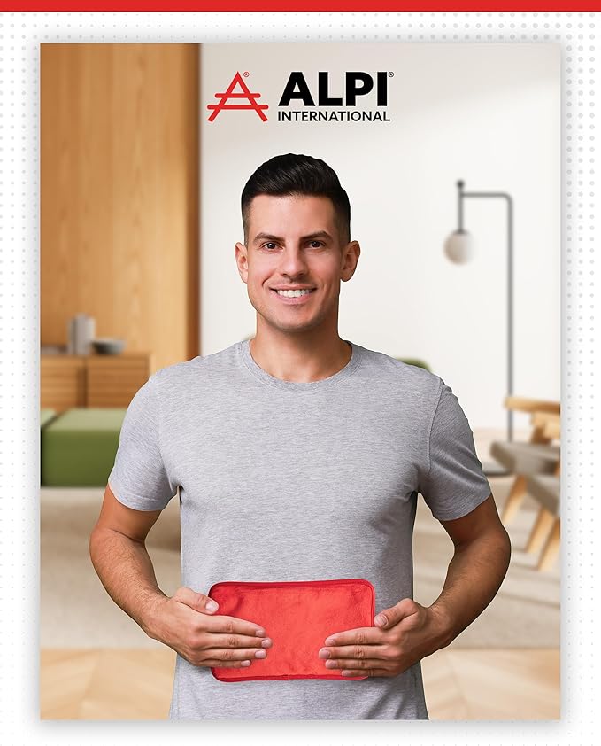 Alpi Rectangle Plush Gel Bead Ice Pack – 2 Pack Reusable Ice Packs with Beads for Hot & Cold Therapy - Soft, Plush Comfort for Muscle Aches & Relaxation (Red)