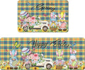 Easter Anti Fatigue Kitchen Mat Set of 2 Spring Non Slip Rubber Runner Rug Flower Gnomes Truck Floor Mat Quick Absorbent Comfort Cushioned for Standing Sink Entryway Laundry 16x24+16x41in