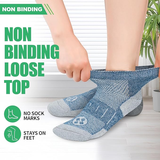 Diabetic Socks for Men,4 & 6 Pairs Low Cut Bamboo Viscose Wide Mens Diabetic Socks Size 9-11 10-13