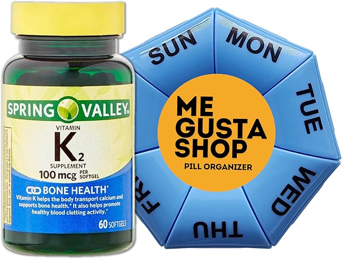 Spring Valley Vitamin K2 100 mcg, 60 Softgels Includes Pill Organizer