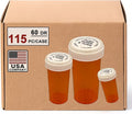 60 Dram Large Size Push Down and Turn Vials for Pharmacy – 115 Pcs Empty Pill Bottles, Pill Bottles with Reversible Caps, Mini Pill Organizer Containers, Small Travel Pill Dispenser for Bulk Use