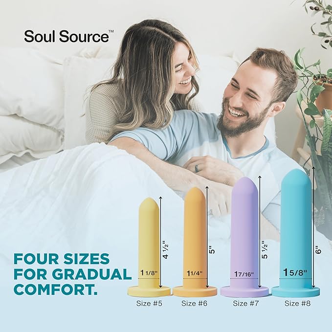Soul Source | Silicone Wand Set Pelvic Floor Trainer | Progressive Comfort & Strength | Large Sizes 5-8 with Travel Pouch and Handle