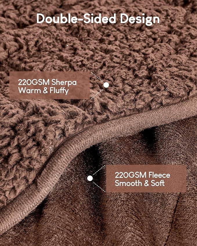Cottonblue Weighted Blanket for Adults 20lbs Queen Size 60x80 in, Cozy Flannel Sherpa Fleece Weighted Throw Blankets Comfortable for Calming and Relax, Shaggy Bed Sofa Heavy Blankets, Chocolate Brown