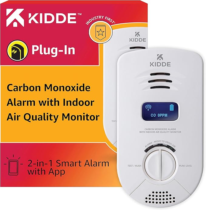 Kidde Smart Carbon Monoxide Detector & Indoor Air Quality Monitor, Plug In Wall, WiFi, Alexa Compatible Device, Voice & App Alerts