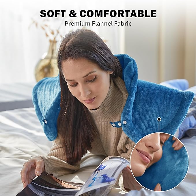 Heating Pad for Neck Shoulder and Back, Valentines Day Gifts for Her Him, Birthday Gift for Women Men Mom, Deeper Pain Relief,Large Weighted Heat Pad, ETL Certified, Blue