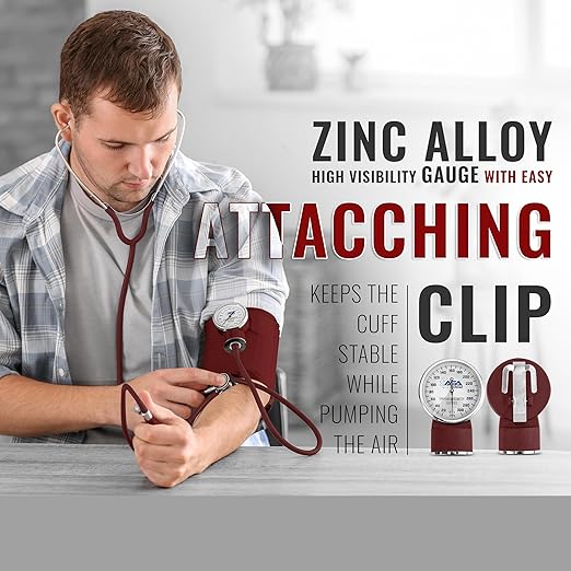 ASA TECHMED Medical Starter Kit – Stethoscope, Durable Blood Pressure Monitor, EMT Shears & Protective Carrying Case – Ideal for Healthcare Students & Professionals, Burgundy