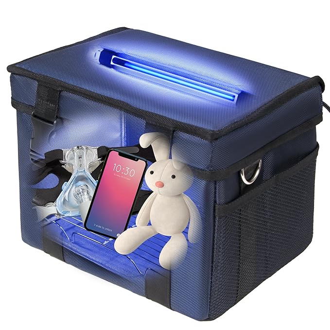 UV Sanitizer Box, 12L Portable Sanitizing and Cleaning Machine with 3-Level Timer, Foldable UVC Cleaner Box for Toys, Mask, Towel, Key, Ozone Free UV Cleaning Sanitizer Machine
