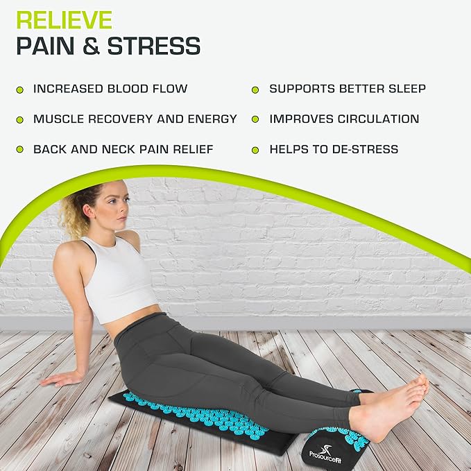 ProsourceFit Acupressure Mat and Pillow Set for Back/Neck Pain Relief and Muscle Relaxation