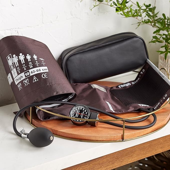 McKesson LUMEON Deluxe Aneroid Sphygmomanometer, Blood Pressure with Cuff, Thigh, Brown, Adult Large, 1 Count