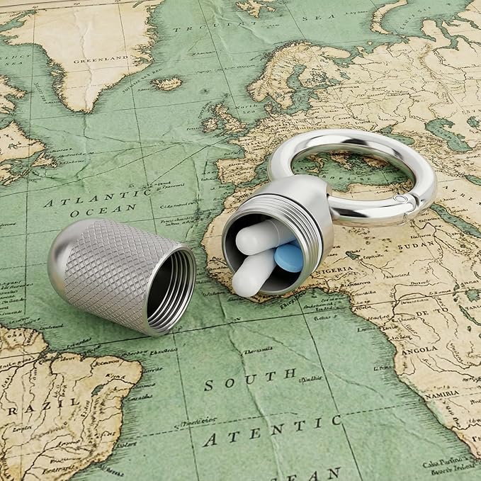 Titanium Alloy Mini Waterproof Keychain Pill Holder, Portable Storage for Emergency Medicine