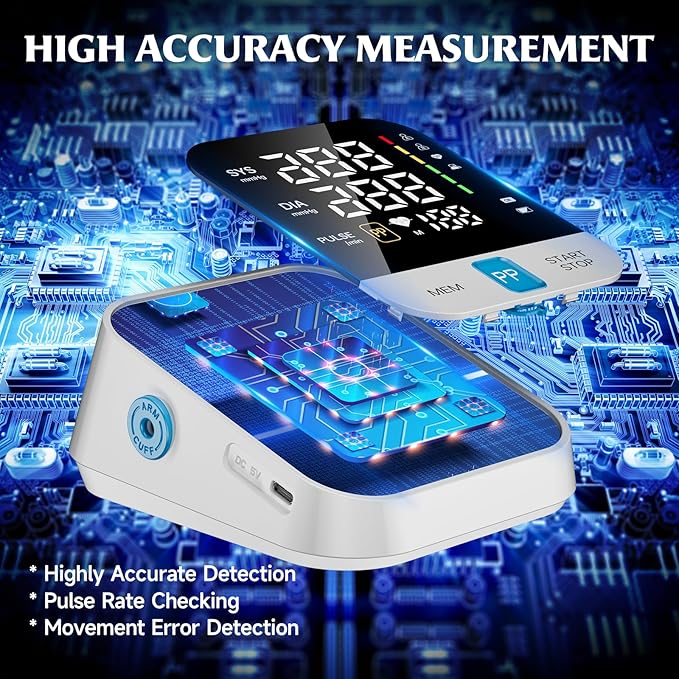 Blood Pressure Monitor for Home Use with Upper Arm Wide Range Cuff (8.7-15.7 Adjustable) & LED Display, Automatic Digital BP Machine Storage Bag, 240 Memories for 2 Users