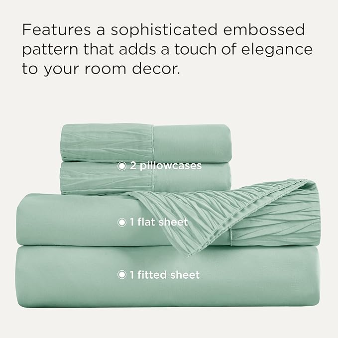 Bedsure King Size Sheets Set - 4 Pieces Soft King Sheets - Breathable & Cooling - Hotel Luxury - Easy Care Polyester Microfiber Bedding for Women, Men, Mint Green