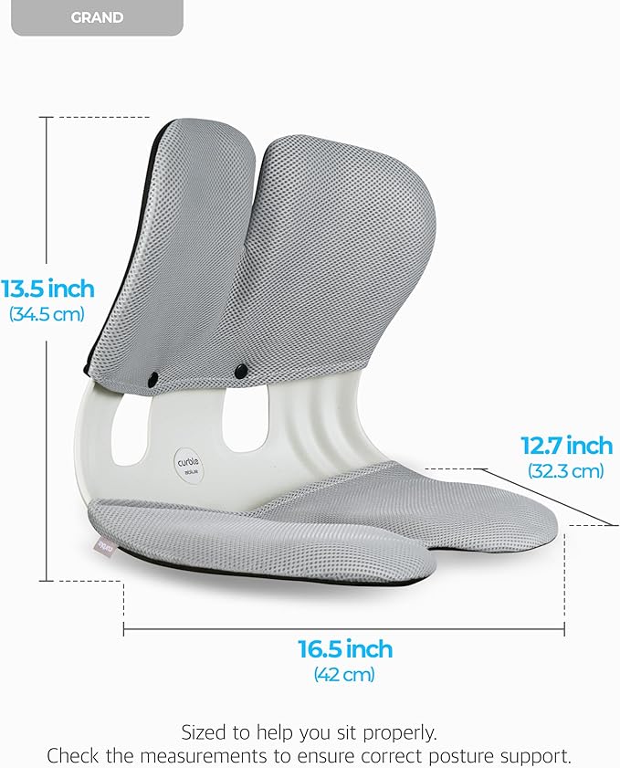 curble Grand(Extra Wide&Sturdy) Cover Set – Ergonomic Back Support Chair with Detachable Cover, Lumbar Support for Posture Correction & Lower Back Pain Relief, Perfect for Home & Office(Set Grey)