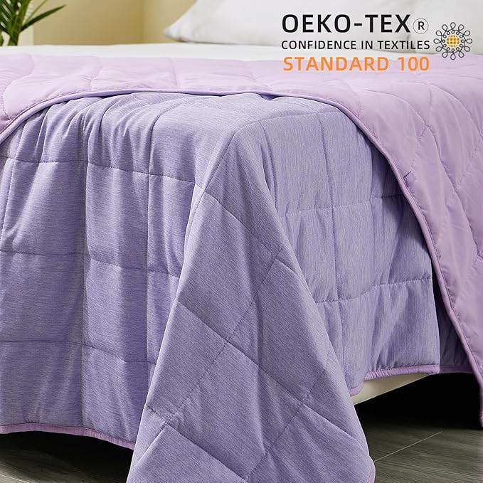 Weighted Blanket 10 Pounds Twin Size, Cooling Blanket for Hot Sleepers, Soft Bed Blanket Universal to All Seasons, 48''x72'' 10 LBS, Purple