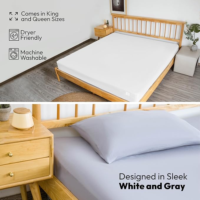Grounding Fitted Sheets - King Size (76" x 80" x 13") Conductive Sheets Cover for Bed 95% Organic Cotton + 5% Silver Fiber-XL Bedsheets - with Cord for Earthing Connected (White, King)