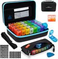 Monthly Pill Organizer, Medicine Organizer Box with Portable Hard Shell and Pill Cutter, 31 Day Pill Holder with Weekly Pill Bag (Blue, 2 Times a Day)