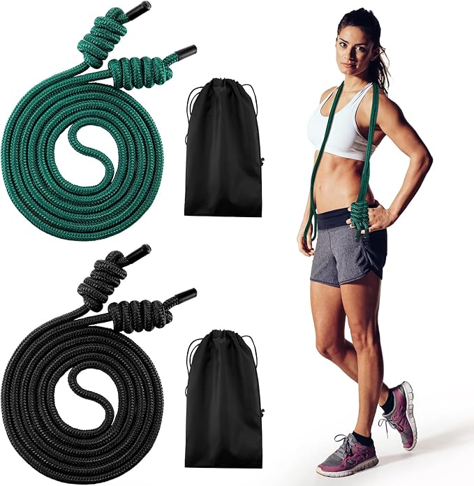 Lewtemi 2 Pcs Flow Rope for Fitness Double Woven Workout Rope Adjustable Length Flow Jump for Working out Men Women Training Exercise Gym Indoor Outdoor Beginner, 9 ft