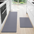 StepLively Kitchen Mat, 2 PCS Kitchen Rugs, Cushioned Kitchen Mats for Floor, Anti Fatigue Kitchen Rug Set, Non-Skid Standing Mat for Kitchen, Office, Sink, 17.3"×30"+17.3"×59", Grey