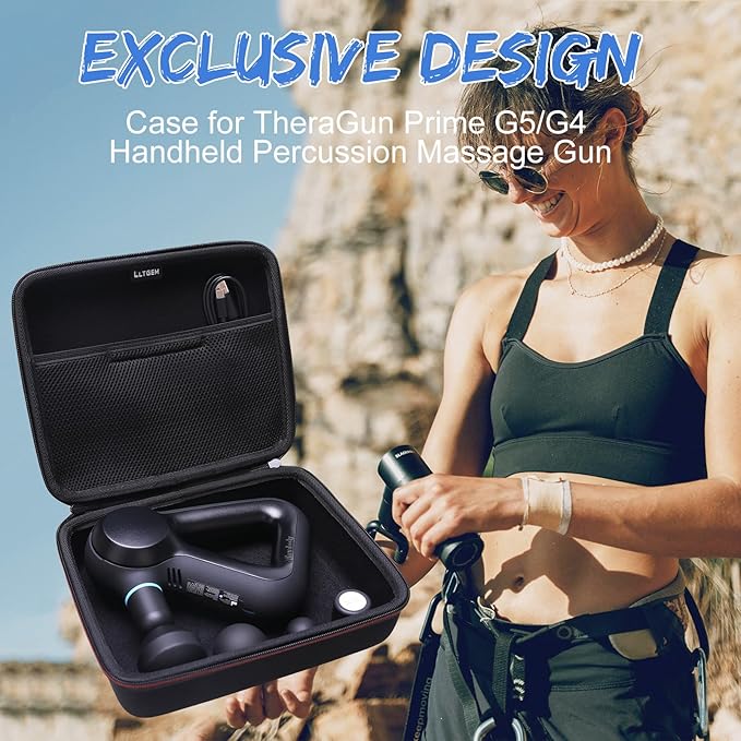 LTGEM Massage Case Compatible with TheraGun Prime G5 / G4 Tissue Therapy Massage Gun/Neck/Back/Leg/Shoulder Electric Percussion Massage Gun - Travel Protective Carrying Storage Bag, Black(Case Only)