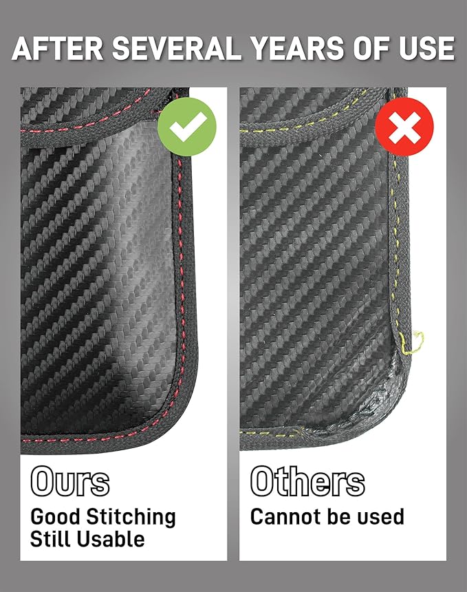 Upgraded Faraday Bag for Key Fob (2 Pack), Premium Faraday Key Fob Protector– Car RFID Signal Blocking, Car Security Protection, Anti-Theft Pouch, Anti-Hacking Case Blocker Black