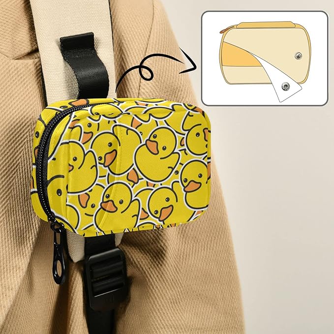 Pill Box Yellow Duck Cartoon 7 Day Pill Case Travel Pill Organizer Bag with Zipper Portable Weekly Vitamin Medicine Supplement Holder Pouch Bag