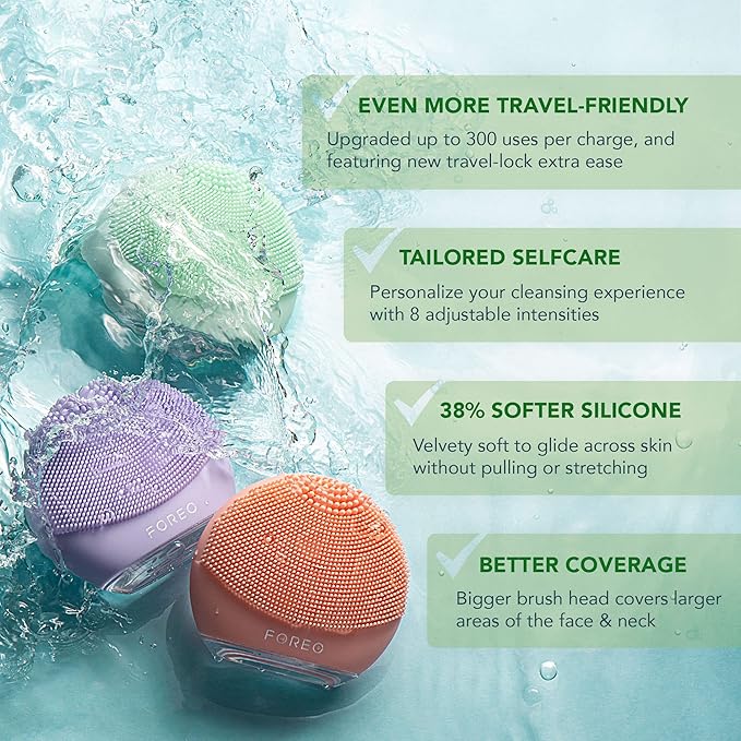 FOREO LUNA 4 go Face Cleansing Brush & Firming Massager - Premium Face Care - Enhances Absorption - Simple Skin Care Tools - For All Skin Types- Pistachio