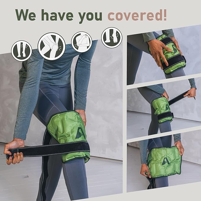 Knee Ice Pack Wrap, Soft Ice Pack for Knee Compression for Knee Pain Relief, Leg Injuries, Swelling, Knee Replacement, Arthritis, Meniscus Tear, ACL - Green