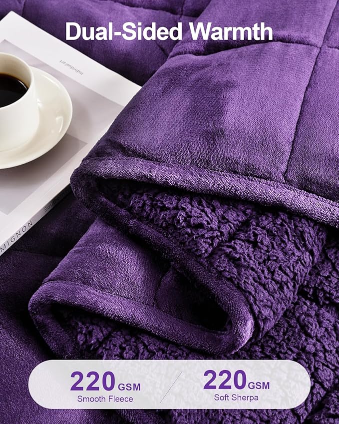 Super Fuzzy Soft Sherpa Fleece Weighted Blankets, 15 lbs Dual Sided Fluffy Heavy Weighted Blankets for Adults - No Bunching with Double Layers of Soft Inner Lining (60"x 80", 15 Pounds)