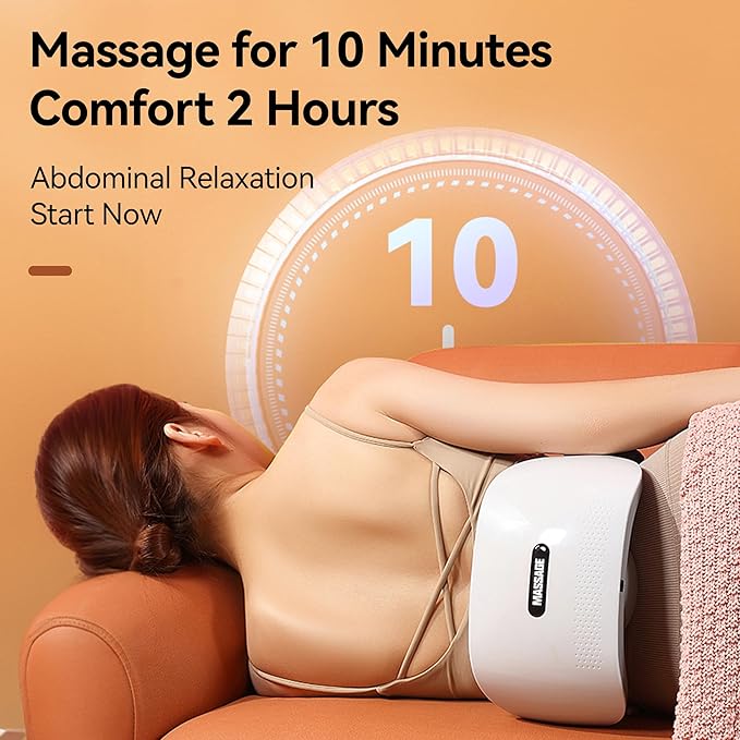 Electric Double Disc Abdominal Massager with Heat for Flatulence and Period Cramps, Belly and Stomach Massager for Digestion and Constipation