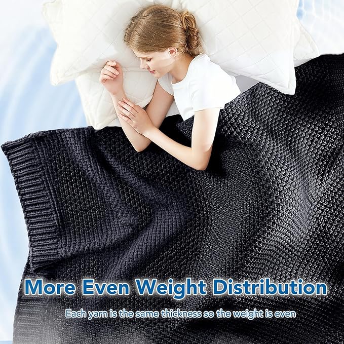 Topcee Knitted Weighted Blanket - 60"x80" 20lbs Queen Size Cooling Chunky Knit Heavy Blanket for Adults Cable Yarn Knit Decorative No Beads Soft Cozy and Cooling Weighted Throw Machine Washable