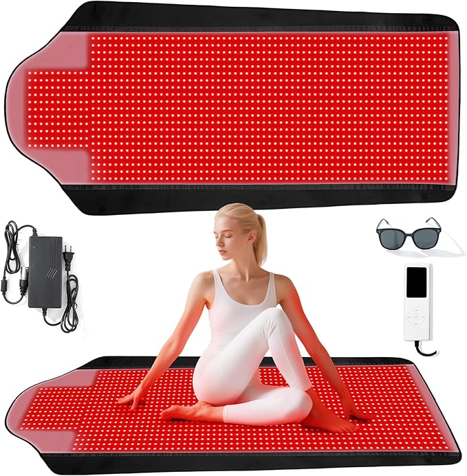 Red Light Therapy Mat for Full Body, 74"*35" Largest Infrared Red Light Therapy Mat with 1444 LEDs, Upgraded Medical-Grade TPU, Dual Wavelength Infrared Blanket for Back Waist Belly Knee Joint Muscle