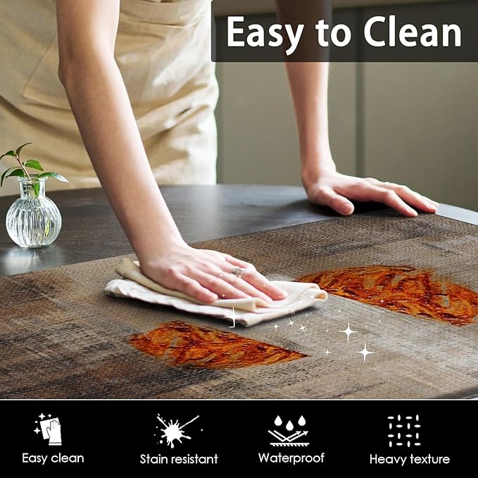 Anti-Fatigue Brown Grey Kitchen Rug Set of 2 Cushioned Abstract Rug for Floor, Art Standing Mat Waterproof Non-Slip Mat PVC Ergonomic Comfort Foam Kitchen Decor