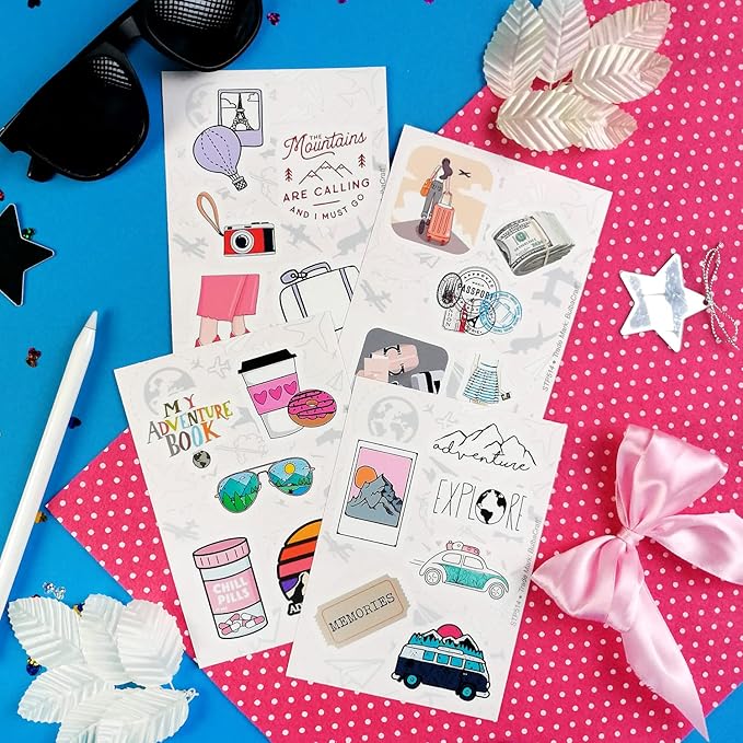 BulbaCraft 100Pcs Cute Travel Stickers for Women, Travel Stickers for Water Bottles, Notebook, Laptop, Luggage Decals for Suitcases, Travel Journal Decals, Gifts for Women & Men