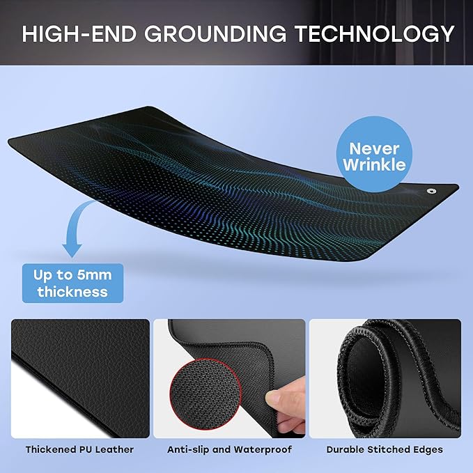 Grounding Mat for Desk, Grounded Mats for Sleep, Pain Relief, Stress Relief, Earth Connected Therapy. Grounding Pads with 15ft Cord, Indoor Grounded for Full Body Balance & Wellness Support(26.5x10in)