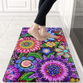 Likiyol Kitchen Rugs Boho Floral Anti Fatigue Kitchen Mat for Floor Bohemian Flowers Non Slip Washable Kitchen Floor Mats, Comfort Standing Mat for Sink, Office, Laundry, 18''x30'', 0.47" Th, Purple