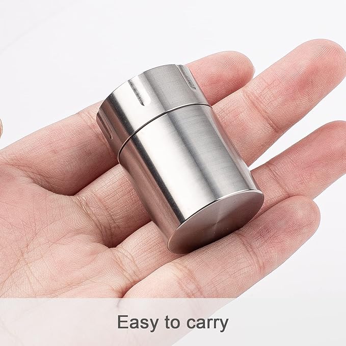 TISUR Portable Pill Cases, Metal Titanium Pill Holder Pocket Small Pill Box Keychain Waterproof Pill Bottle Medicine Organizer Case Container for Travel Purse Outdoor Camping (Titanium Pill Bottle)