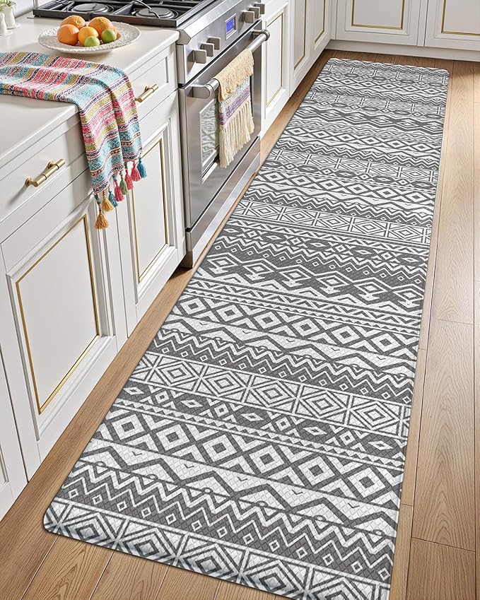 LUMI Anti Fatigue Kitchen Cushioned Mat for Floor, Padded Waterproof Runner for Standing, Stain Resistant Comfort Rugs for Home, Sink, Laundry, 24x87