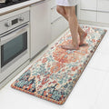 MAYHMYO Boho Kitchen Mat Anti Fatigue Ethnic Kitchen Cushioned Floor Mat Orange Blue Kitchen Rugs Non Slip Cool Rugs for Kitchen Office