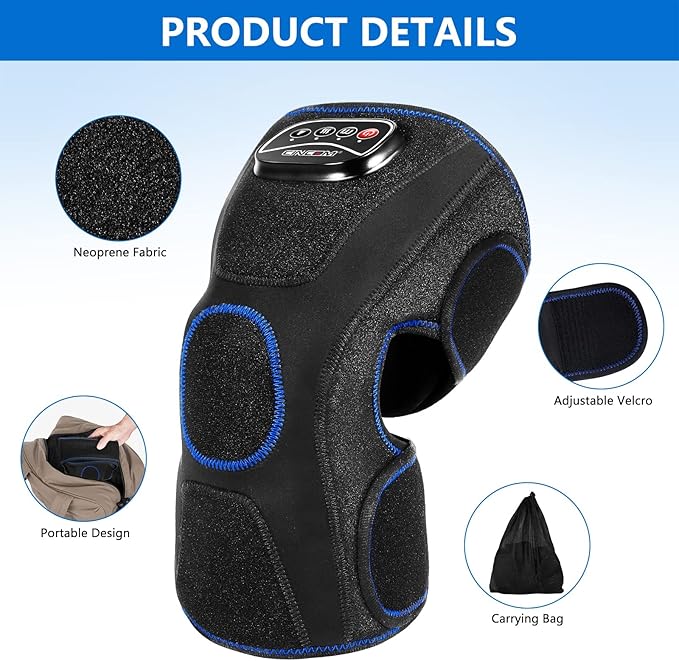 CINCOM Knee Massager with Heat, Air Compression Leg Knee Brace Wrap for Arthritis and Pain Relief Knee Eletric Heating Pad for Swelling, Injury and Joint Recovery for Mothers Dad (Single Unit)