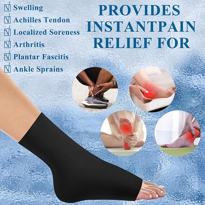 Ankle Ice Pack Wrap for Injuries, NOVASPORT Reusable Foot Gel Ice Pack Flexible Cold Pack Hot & Cold Compression Sleeve for Plantar Fasciitis, Sprained Ankles, Achilles Tendonitis, Foot Heel, Black