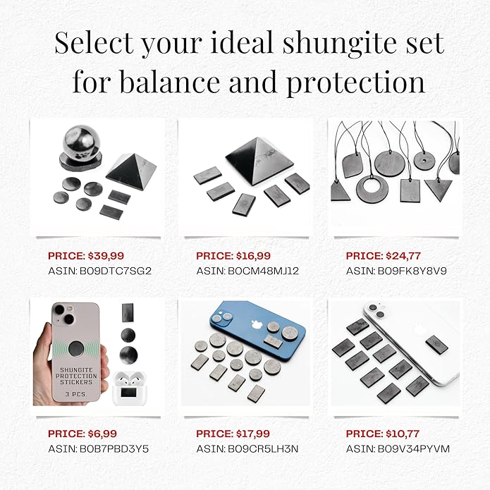 Shungite Necklace Pendant Jewelry Set Pack - Authentic Shungite Protection Blocking Stones - Crystal Shield for Women and Men