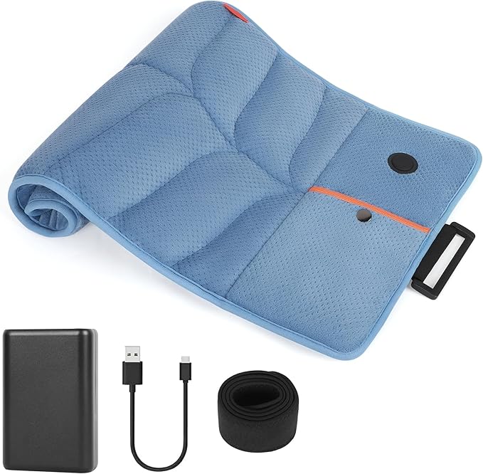 Portable Heating Pad with 12V 15000mAh Battery,Weighted Heating Pad with 3 Heat Levels,Electric Cordless Heat Pad for Back,Neck,Shoulder,Abdomen,Leg,12"x24",Indoor & Outdoor Travel