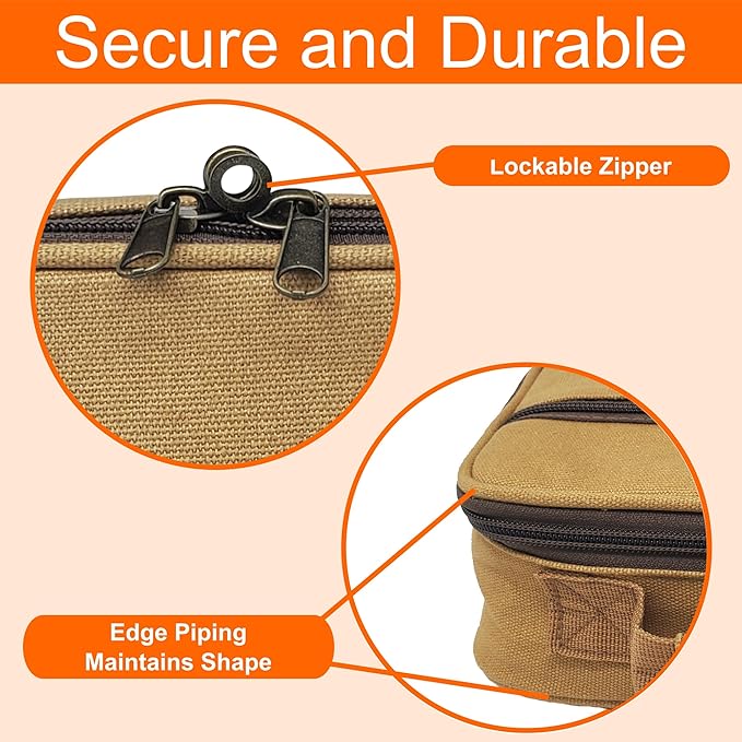 Medium Travel Pill Bottle Organizer, Slim Medicine Bag, Carrier for Medications and Medical Supplies - Khaki Canvas