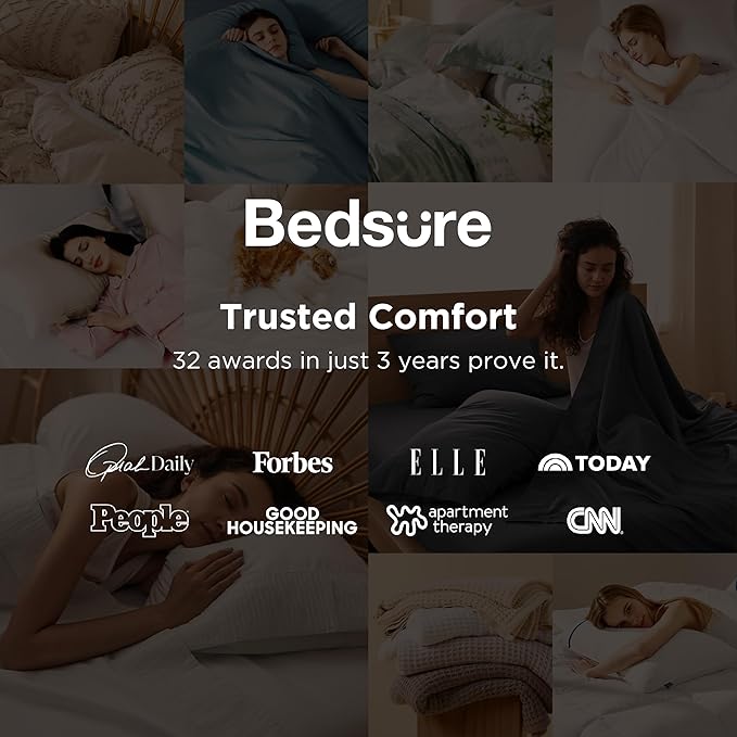 Bedsure Queen Sheet Set - 4 Pieces Soft Queen Size Sheets - Breathable & Cooling - Hotel Luxury - Easy Care Polyester Microfiber Bedding for Women, Men, Dark Grey