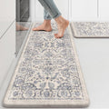 KIMODE Anti Fatigue Kitchen Mats for Floor, Boho Floral Kitchen Rugs 17"x29.5"+17" x47”, Cushioned Mats for Kitchen Floor, Non Slip Kitchen Floor Mats, Sink, Laundry, Office, Desk Blue Multi