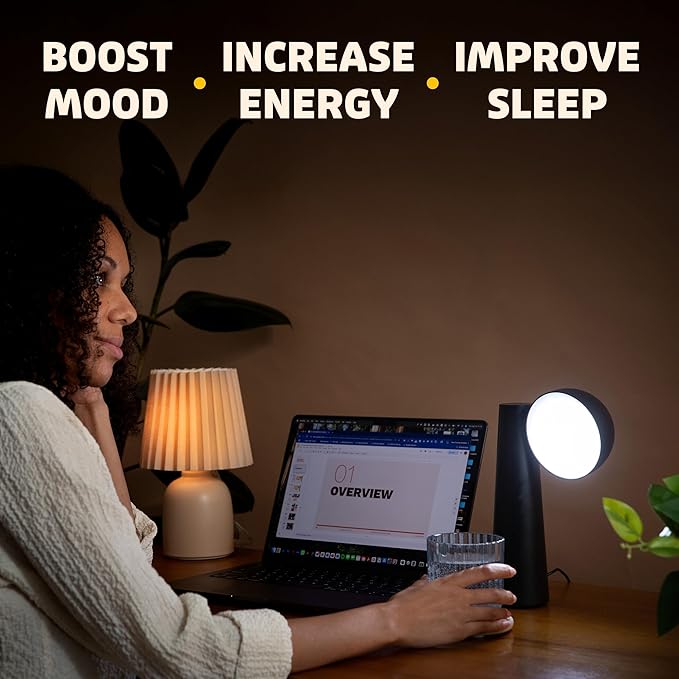 Circadian Optics Lora Light Therapy Desk Lamp | As Seen On Shark Tank | 10,000 LUX UV-Free Full-Spectrum LEDs | Adjustable Light Panel | Sunlight Lamp for Seasonal Blues, Focus, Energy & Sleep