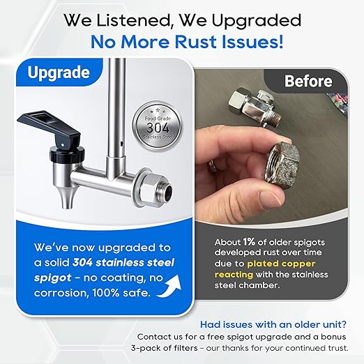 LCF 𝐒𝐢𝐥𝐯𝐞𝐫 𝐈𝐨𝐧𝐬 Enhanced Gravity Water Filter System, Reliable Alternative to Berkey Water Filter System, NSF/ANSI 42&372 Standard, Reduces 99% Chlorine, 6 Filters, Water Level Spigot, 3Gal