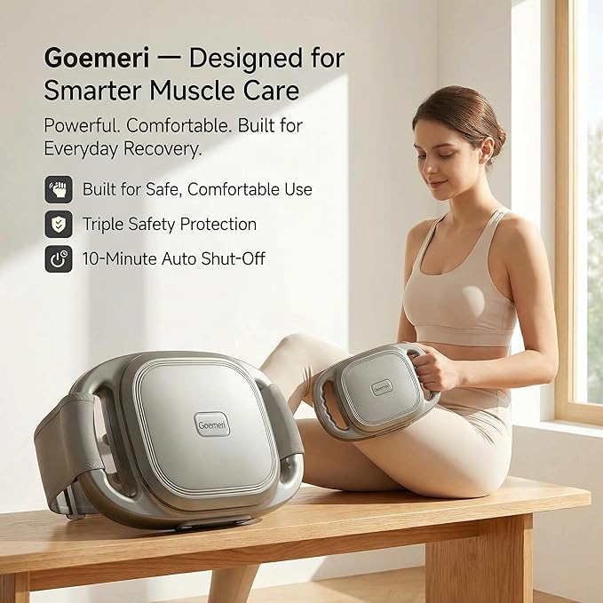 Goemeri 18-Head Massage Gun Set – Deep Tissue Percussion Massager with 9 Smart Modes & 30 Speed Levels, Quiet Handheld Muscle Massager for Back, Shoulder, Waist & Leg Relief, Ideal Gift